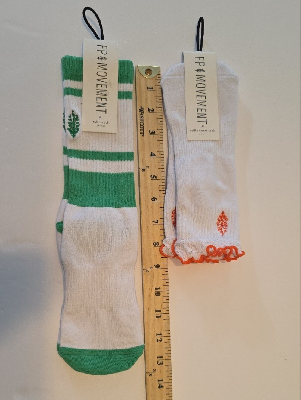 FP Movement Green Stripe Tube Socks & Orange Ruffle Sport OS NWT Free People - Picture 8 of 8